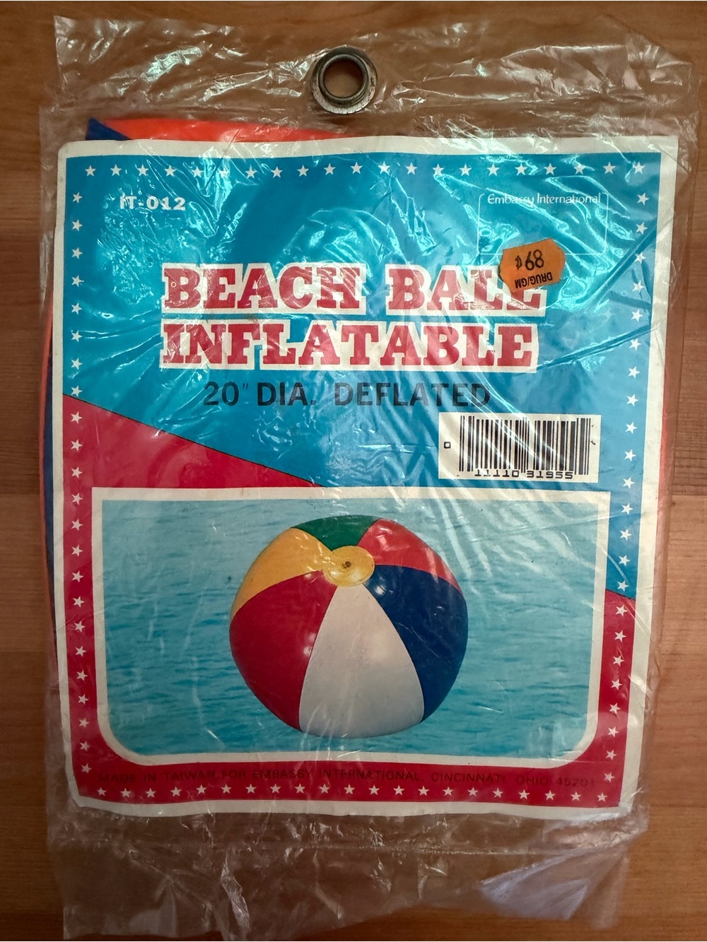 Vtg 20” new Beach Ball Inflatable multicolor beachy pool summer play